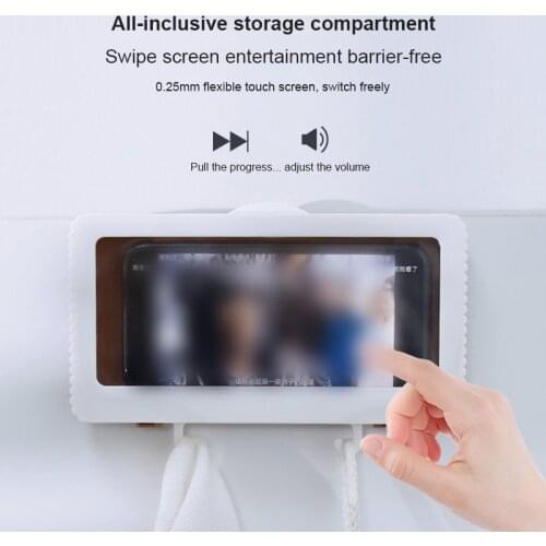 Waterproof Phone Holder Storage Case Box Wall Mounted All Covered Mobile Phone Shelves Self-Adhesive Shower Accessories Home