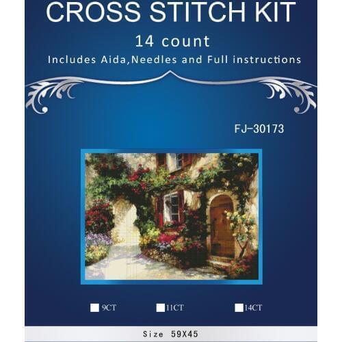 Top Quality Lovely Hot Sell Counted Cross Stitch Kit Old World Holiday Ornaments Similar DMC fj-30173 flowers house