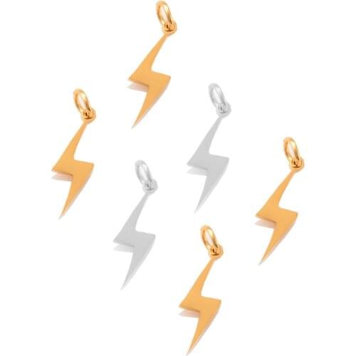 10pcs/lot 2 Colors Stainless Steel Lightning Charms Pendant Jewelry Handicraft Making Diy Necklace Bracelet Pendan Findings