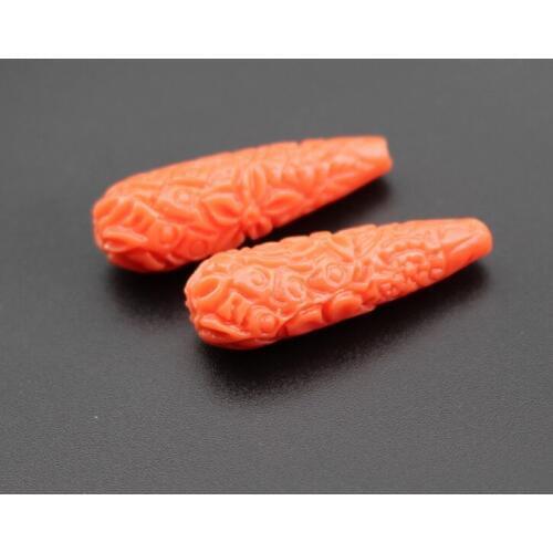 10Pieces/Lot 27mm 33mm 40mm Artificial Coral beads Flower beads Drop Shape Cabochon Orange color for Jewelry making