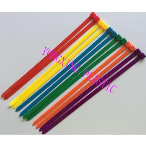 100Pcs/pack 8*250mm high quality width 7.6mm colorful Factory Standard Self-locking Plastic Nylon Cable Ties,Wire Zip Tie