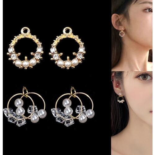 2020New 60Pcs Rhinestones and Pearl Round button for DIY Jewelry earring or necklace Pendant accessories EY41-HZ606