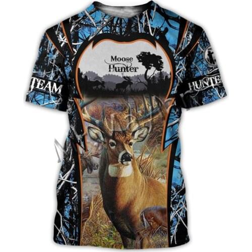 3D Print Fashion Animal Moose Hunter Team Club Colorful Men/Women Leisure O-Neck T-shirt / Beach Short / Tanks / Over sized S-97