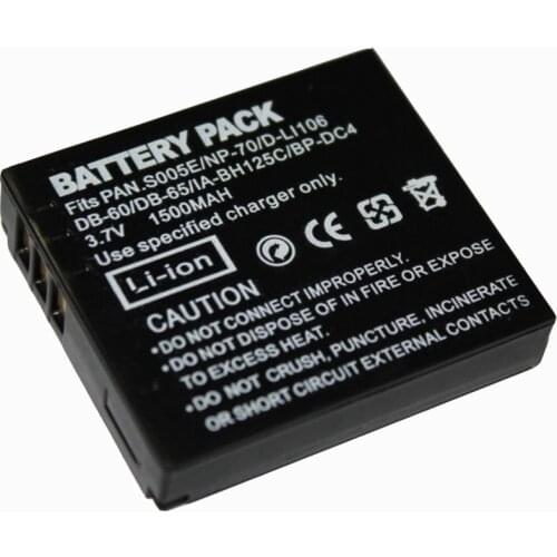 1500mAh DMW-BCC12 CGA-S005E DB60 NP70 Rechargeable Camera Battery For Panasonic Lumix DMC-FX180 DMC-LX1 DMC-LX2 LX3 FS1 FS2 FX01