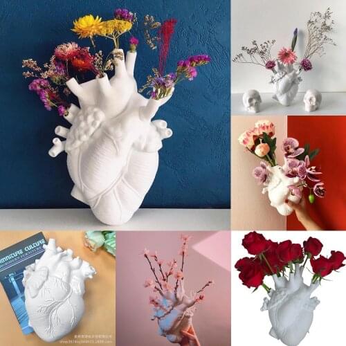 Anatomical Heart Shape Flower Vase Nordic Style Flower Pot Art Vases Sculpture Desktop Plant Pot For Home Decor Ornament Gifts