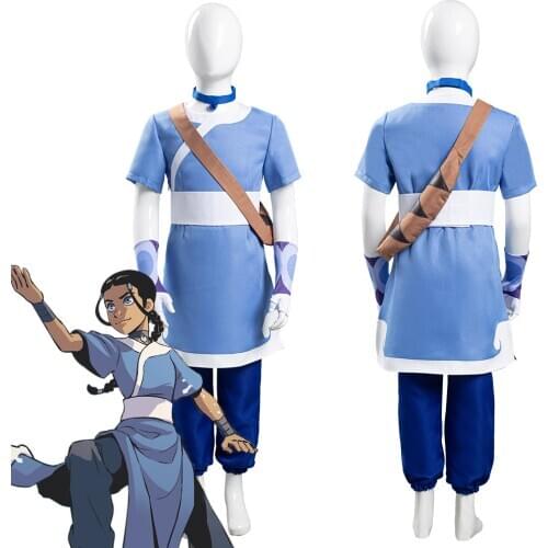 Avatar: the last Airbender Katara Cosplay Costumes Kid Children Halloween Carnival Suits