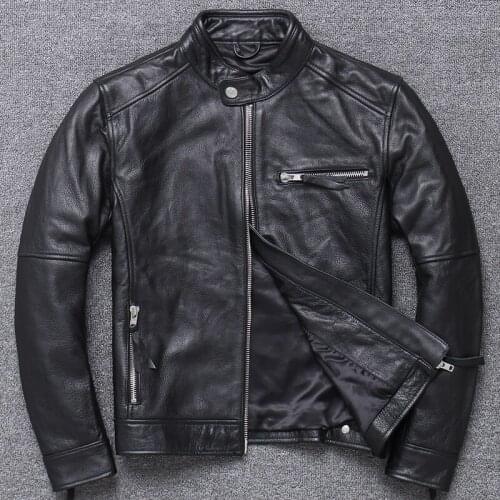 Free Shipping,2020 new quality genuine jacket.mens fashion spring 100% cowhide outwear.gift.sales motor leather coat