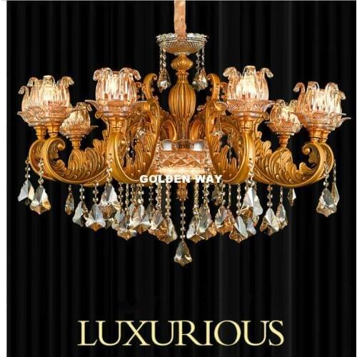 Free Shipping ModernBronze Antique Crystal Chandelier Lingting Luxurious Brass Crystal Lamp Lustre Suspension Home Deco Lighting