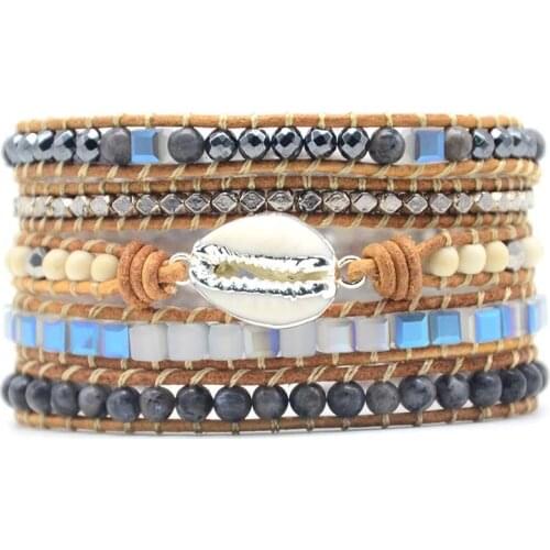 Mens & Women Bracelets 2018 Natural Shell Stones Beaded Bracelet Punk Inspirational Punk Bracelet Handmade Jewelry Dropship