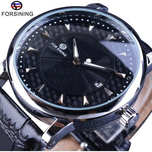 Forsining Fashion Business Series Calendar Display Concealed Design Clock Men Automatic Wrist Watch Top Brand Luxury Male Clock
