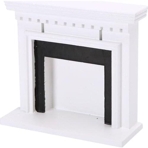 Wooden Dollhouse Furniture 1/12 Scale Miniature Mini Vintage White Fireplace Exquisite Model Decoration Accessory