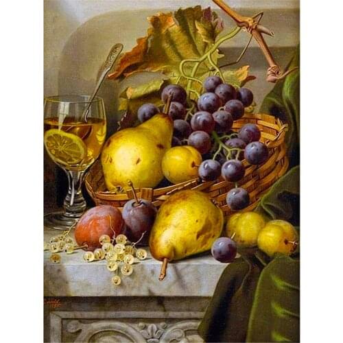 Fruit Landscape DIY Embroidery Cross Stitch 11CT Kits Needlework Craft Set Cotton Thread Printed Canvas Home Design