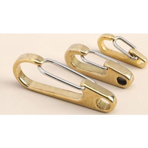 Carabiners Clips D Ring Shape Pure Brass Fashion Key Ring Hook Durable Useful Tools for Backpackers Hikers Park Rangers