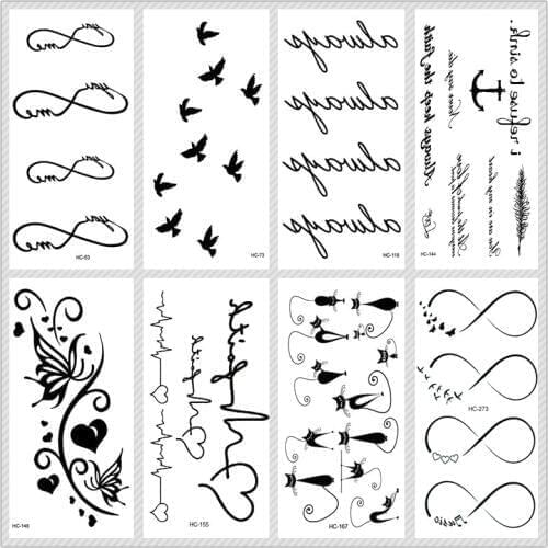 Rocooart Classic Black Tattoo Cat Bird Fake Tattoo Tatuajes Hand Tatouage Body Waterproof Temporary Tattoo Sticker Small Taty