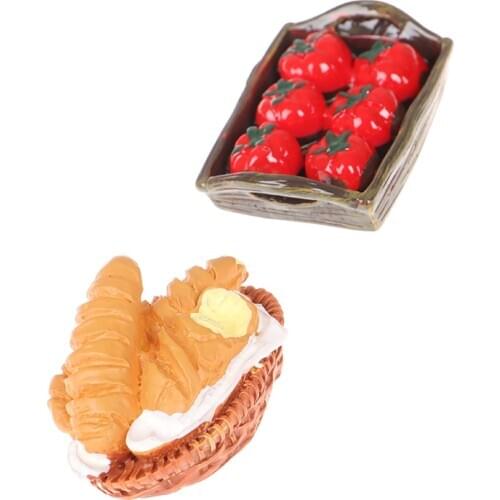 1/12 Dollhouse Miniature Food Series French Bread Tomato Tray Matcha Cakes Candied Gourd on a Stick Model Kitchen Accessory