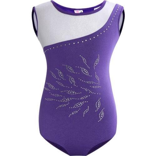New gymnastics dance Dance practice clothes Gymnastics dance wear sleeveless inlaid brick leaves pattern body suit ballet