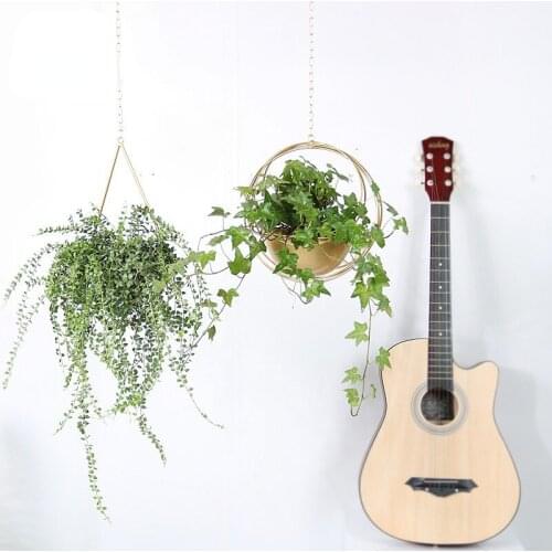 Nordic Style Circle Metal Plant Hanger Chain Hanging Basket Ceiling Planter Flower Pot Holder Garden Balcony Decoration