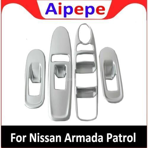Car Inside Door Armrest Window Lift Switch Cover For Nissan Armada Patrol Royale Nismo Infiniti QX56 QX80 Y62 2016 2018 2020