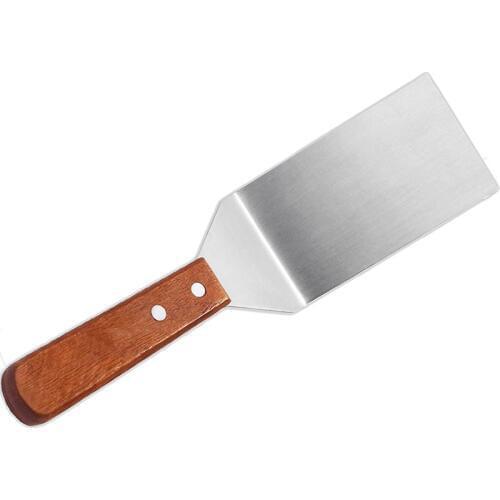 Kitchen Spatula Wooden Handle Grill Turner Stainless Steel Metal Scrape For Pancake Teppanyaki Hibachi Griddle Cooking Utensil