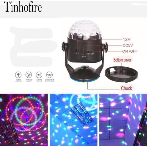 3W Mini RGB LED Crystal Magic Ball Stage Effect Lighting Lamp Party Disco Club DJ Bar Light Show AA battery 5V Charger