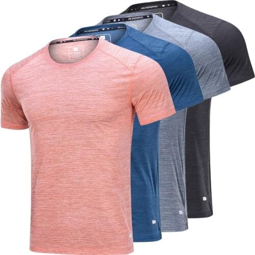 New Sports T Shirt Polyester Mens Compression Gym O-Neck Training Shirt Running T-Shirt Breathable High Quality Fitness T-Shirt