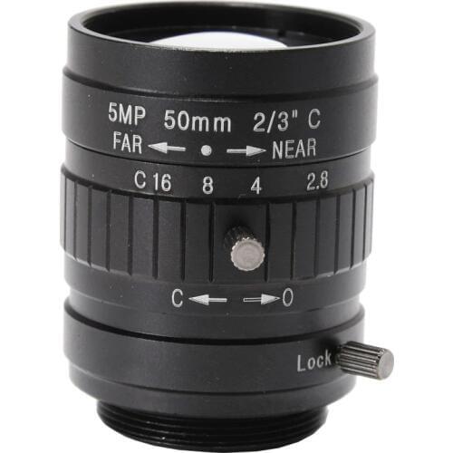 5.0MP 50mm Fixed Focus Manual Zoom Lens CS Mount CCTV Lens for CCTV Camera Industrial Microscope Manual Iris Lens