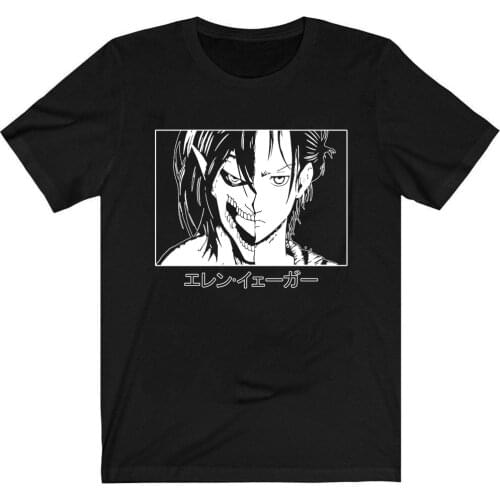 Attack on Titan AOT T-Shirt Men Cotton T Shirt Anime Eren Jaeger Clothes Anime Tops Tees Men Cotton Tees Harajuku Streetwear