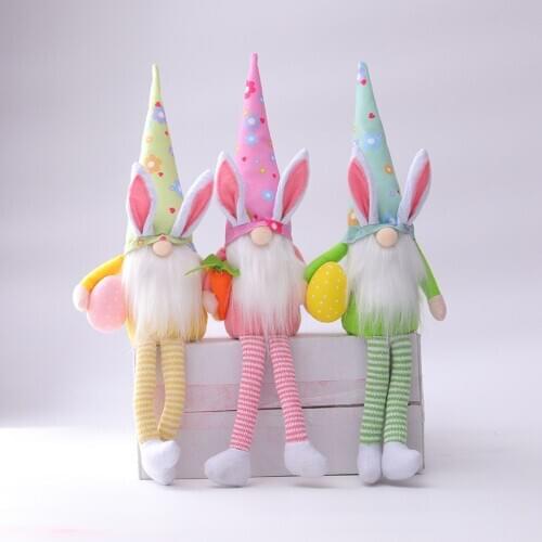 Easter Bunny Tomte Dwarf Doll Easter Decoration For Home Cute Plush Long Legs Bunny Faceless Doll Desktop Ornaments Plush Toys