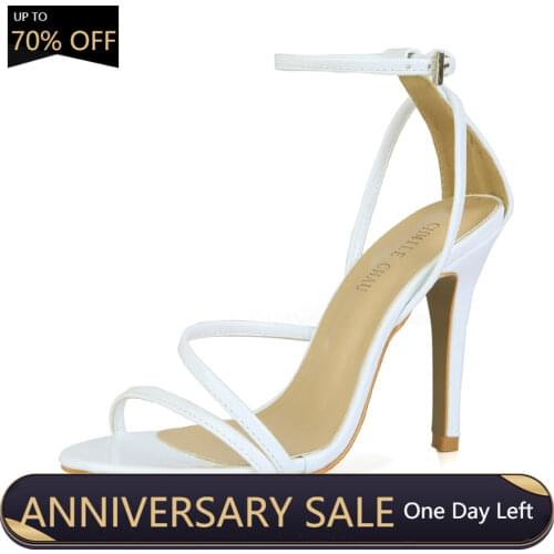 Sexy Patent Bridals Party Open Toe Stiletto Ankle Strap Women Sandals Chaussure Sandales Femmes Mode Fete Soiree Mariage 5186-9P