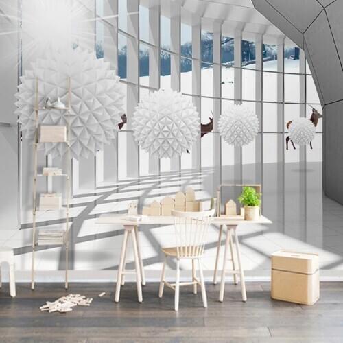 Custom Photo Mural Wallpaper 3D Stereoscopic Circle Ball Corridor Building Space Landscape Wall Painting Living Room Restaurant