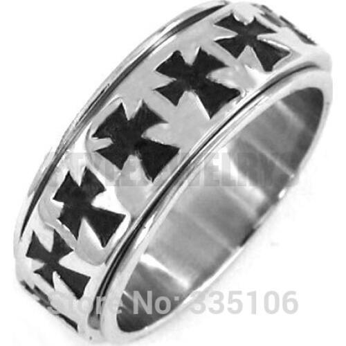 Cool Rotating Cross Ring Stainless Steel Jewelry Gothic German Army Iron Cross Biker Ring Punk Men Ring SWR0242A