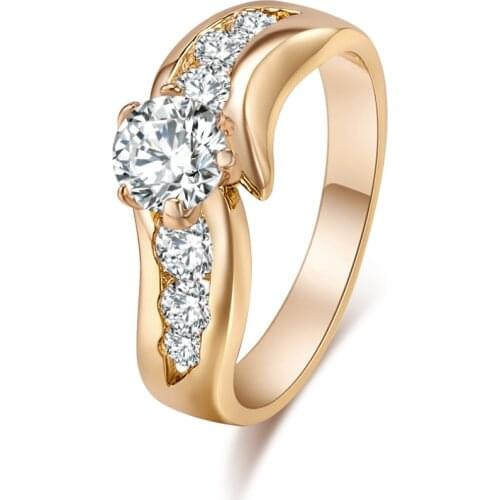 Luxury AAA Zircon Engagement Rings for women gold color Wedding rings female anel Austrian Crystals Jewelry top quality