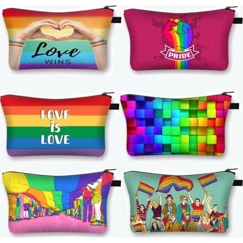 Rainbow Lgbt Cosmetic Bag Women Lgbtq Makeup Bag Love Is Love Ladies Lipstick Holder Love Wins Cosmetic Case Organizers Bag