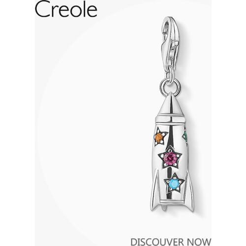 Colorful Rocket Charm Pendant,2019 Winter Fashion Brand New Trendy Jewelry Real 925 Sterling Silver Gift for Women Men