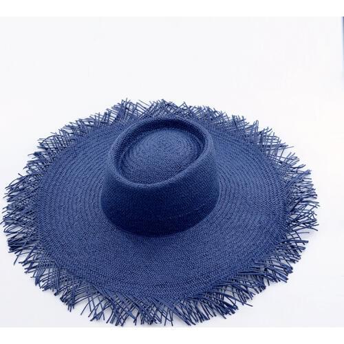Sun visor tassel wide brim summer hats for women fringe wild sunshade edging flat top big straw hat beach tourism