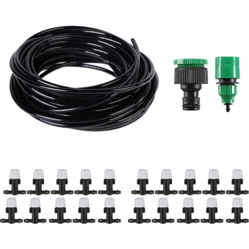 1 Set Water Misting Cooling System Mist Sprinkler Nozzle Garden Patio Greenhouse Plants Spray Fog Hose Watering Kit 10M