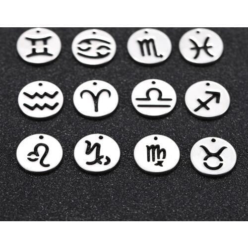 Skyrim Zodiac Floating Charm for Jewelry making Stainless Steel Aries Pisces Gemini Aquarius Cancer Twelve Constellation Pendant