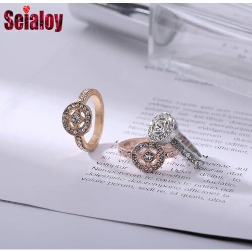 Seialoy Retro Shiny Star Rings For Women Men Original Girl Fashion Gold Silver Color Ring Engagement Couples Jewelry Gift