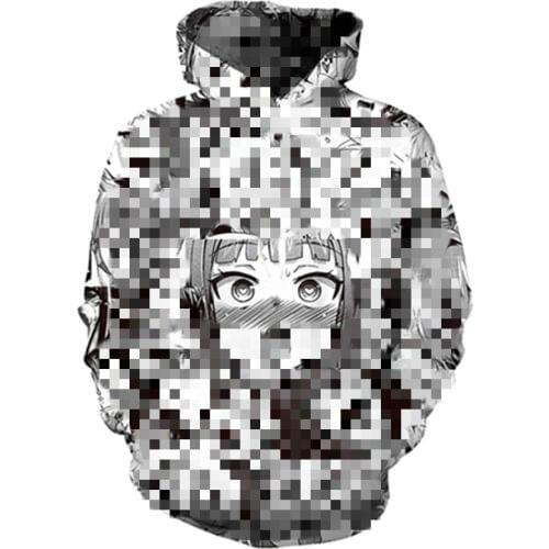 Ahegao0 Hoodies Hooded Women Men Funny Shy Girl 3D Face Sweatshirt Hentai Manga Streetwear Harajuku Oversized Zip up Jackets Top