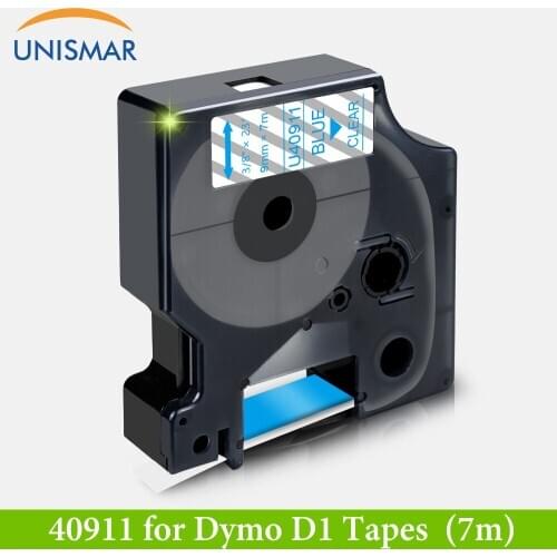 Unismar 9mm Cassette Label Tape Blue on Clear 40911 Compatible for DYMO Blue on White 40913 Ribbon LabelPoint 250 300 350 Print