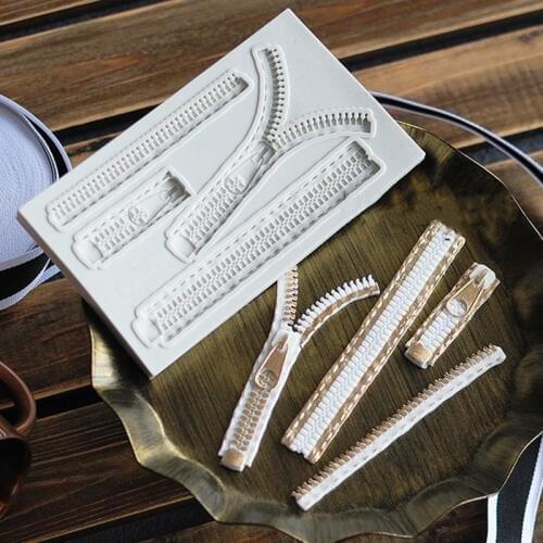 Zipper shape silicone mold DIY fondant cake mold chocolate fudge tool baking utensils B076