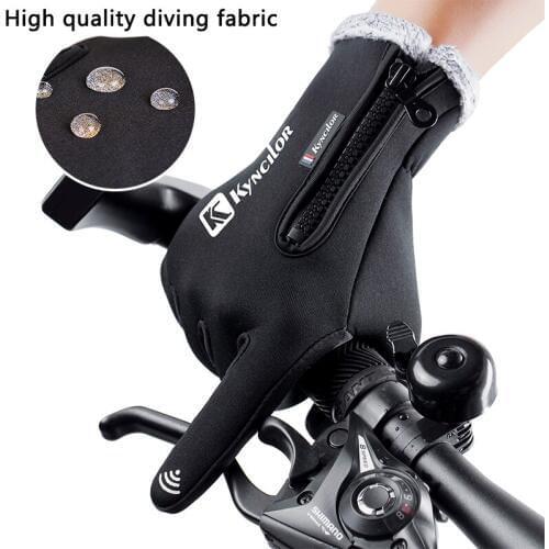 Waterproof Fleece Men Women Cycling Goloves Wind-proof Thermal Touch Screen Outdoor Sport Snowboard Gloves