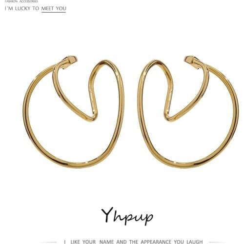 Yhpup Minimalist Metal Geometric Ear Bone Ear Clip for Women Gold Copper No Puncture Simple Earrings Jewelry Accessories Gift