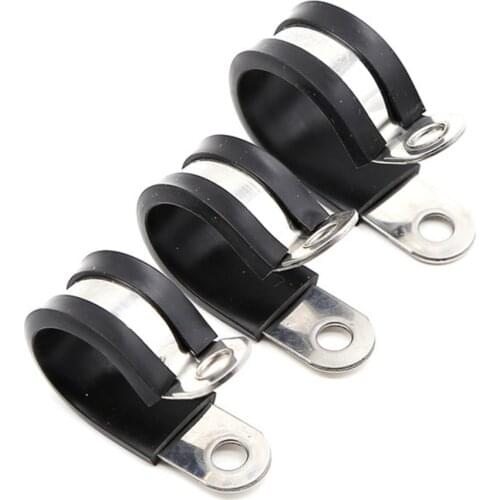 304 Stainless Steel Rubber Lined P Clips R-type Pipe Clamp Cable Mounting Hose Pipe Clamp Hose Clamp Fixed Clamp Pipe Bracket