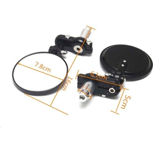 7/8" 22mm Universal Motorcycle Mirrors Round Handlebar Wing Foldable Mirrors End Side Mirror Black with Tool