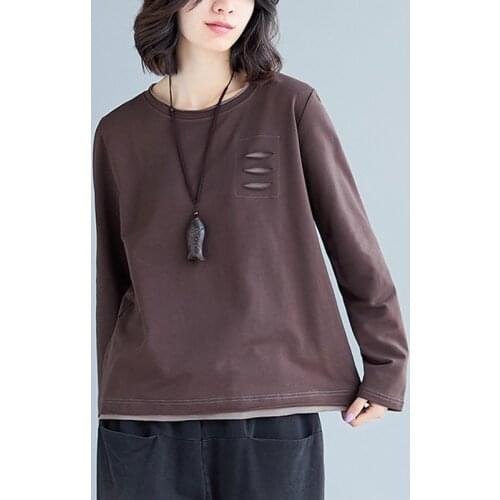 100% Cotton Women Casual T-shirts New Arrival 2021 Autumn Simple Style O-neck Solid Color Female Long Sleeve Tops Tees B909