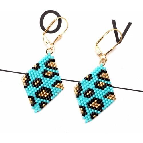 FAIRYWOO New Arrival Earrings Fashion Leopard Drop Earring Miyuki Handmade Beaded Earring Ins Hot Sale Jewelry Girl Delica Gifts