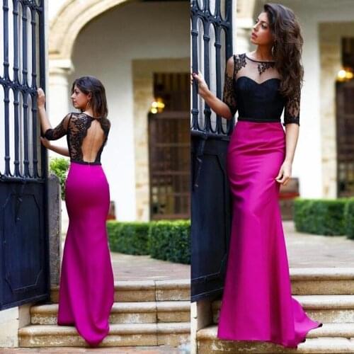 2019 Sexy Long Formal Evening Dresses illusion Lace Backless robe de soiree Mermaid Prom Dresses E vening gown