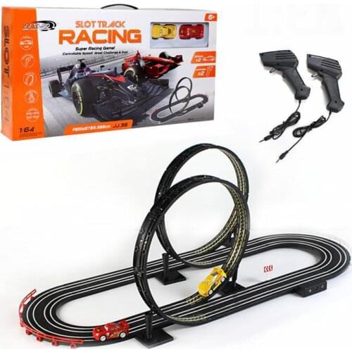 1:64 Electric Railway Track Car Toy Profession Autorama Double Circuit Slot Car Race Track Childrens Educational Game Toys