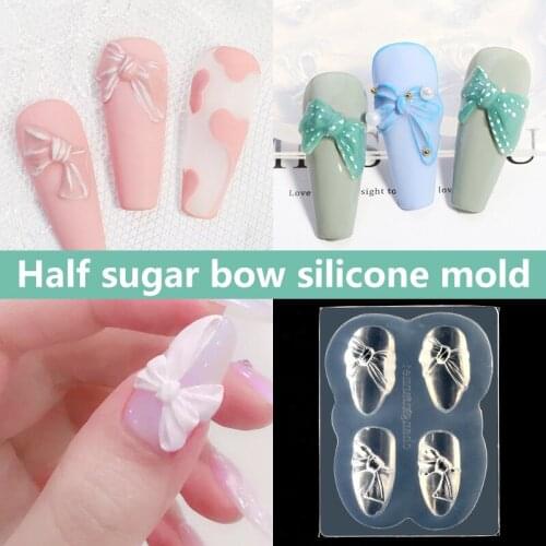 1PC Silicone Resin 3D Acrylic Nail Art Filling Mold, Female DIY Tool for Jewelry Making Ballet Shoes Carved Bear Mold Gifts Hot